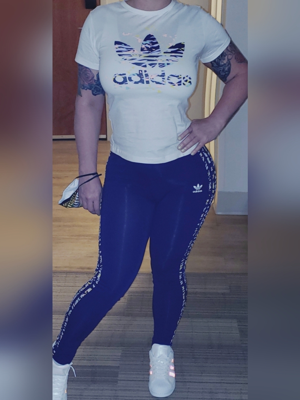 adidas Royal Blue Trefoil Side-Stripe Leggings